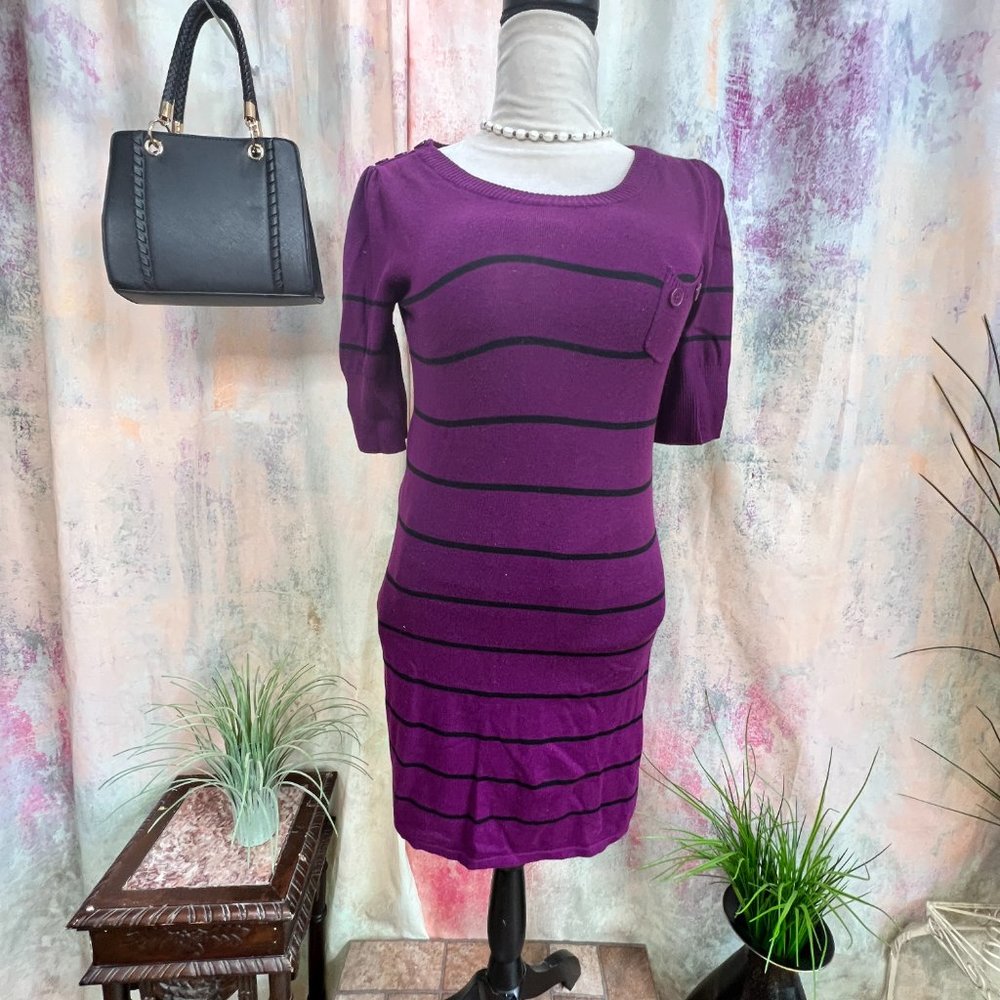 📌take out Form Fitting Cotton Blend Knitted Short Sleeves Dress